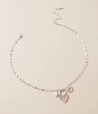 boutique by BKE Glitz Heart Charm Necklace