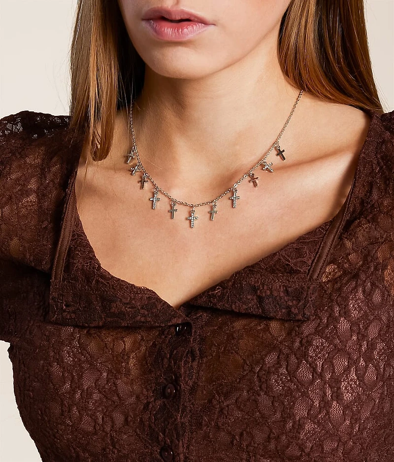 Glitz Multi Cross Necklace