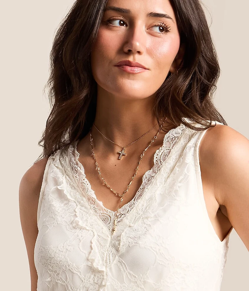 2 Pack Double Cross Necklace Set