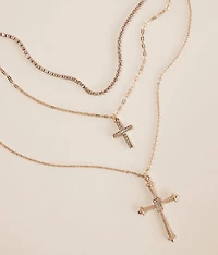 2 Pack Glitz Cross Necklace Set