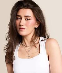 2 Pack Glitz Cross Necklace Set