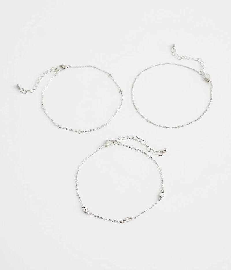 3 Pack Dainty Ankle Bracelet Set