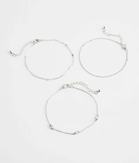 3 Pack Dainty Ankle Bracelet Set