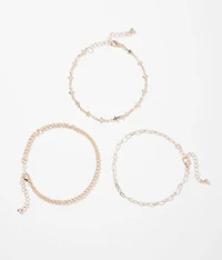 3 Pack Cross Ankle Bracelet Set