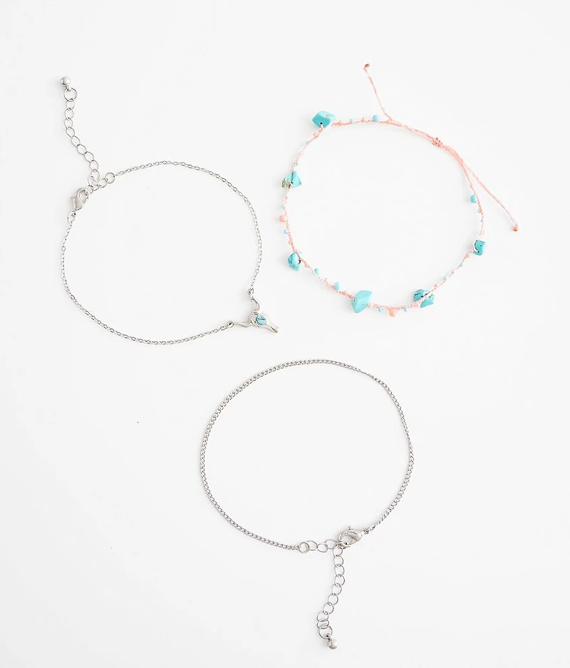 3 Pack Western Ankle Bracelet Set