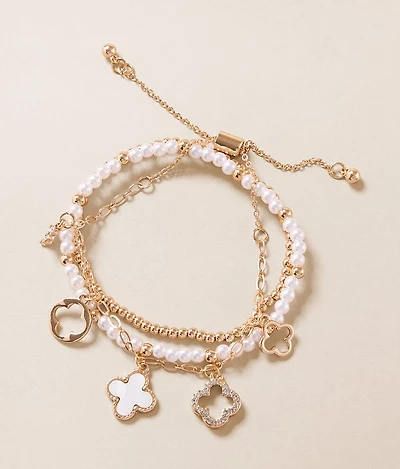 3 Pack Glitz Clover Bracelet Set