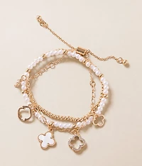 3 Pack Glitz Clover Bracelet Set