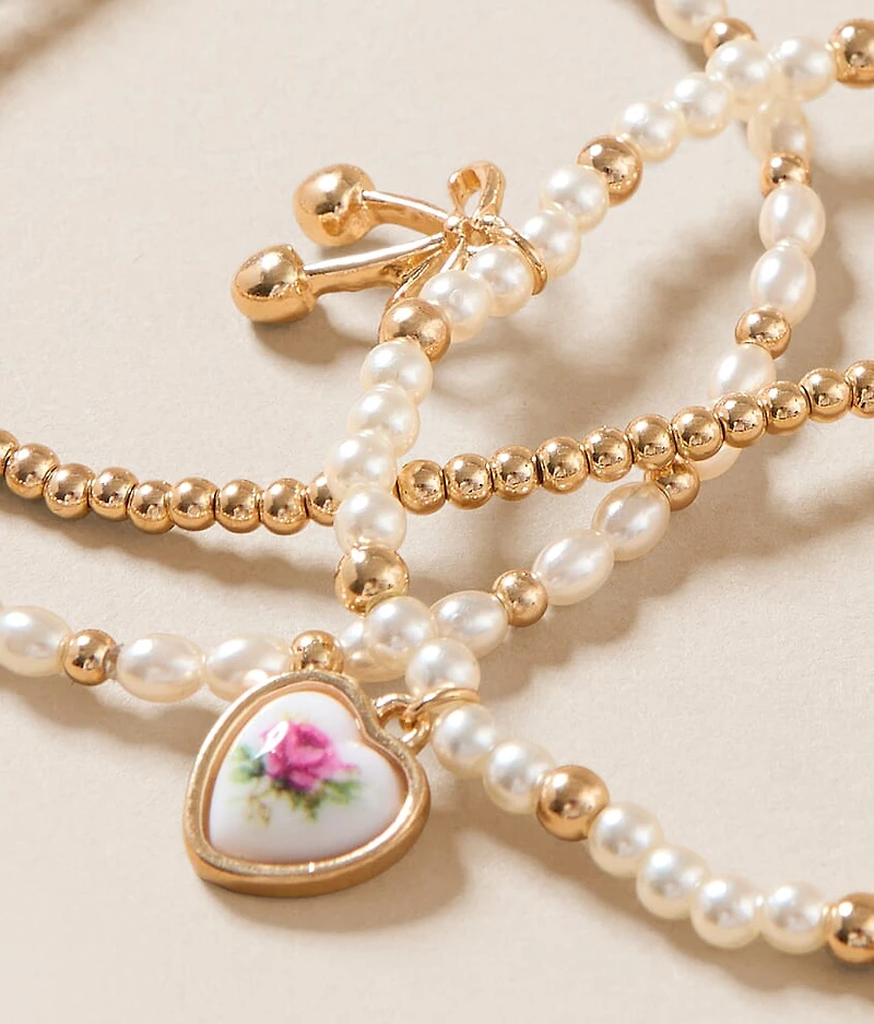 3 Pack Mixed Girly Charm Bracelet Set