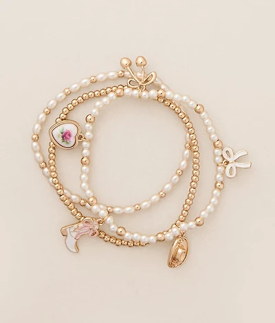 3 Pack Mixed Girly Charm Bracelet Set