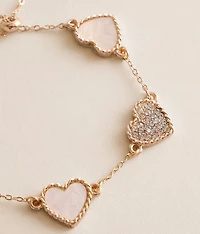 Mother Of Pearl Glitz Heart Bracelet