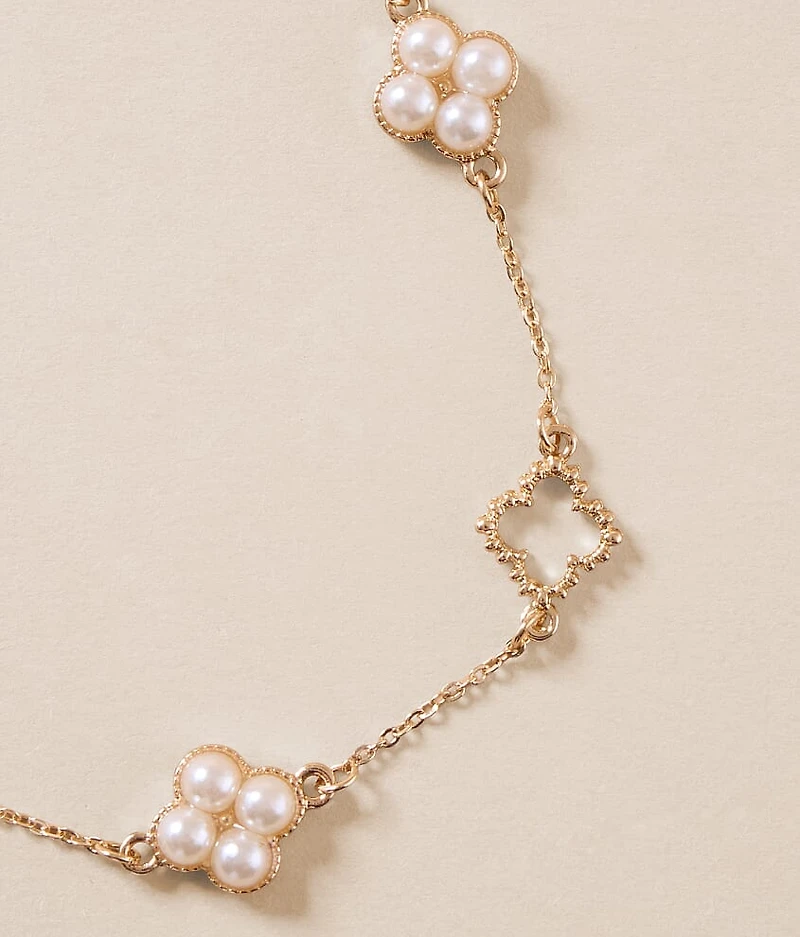 Faux Pearl Clover Bracelet