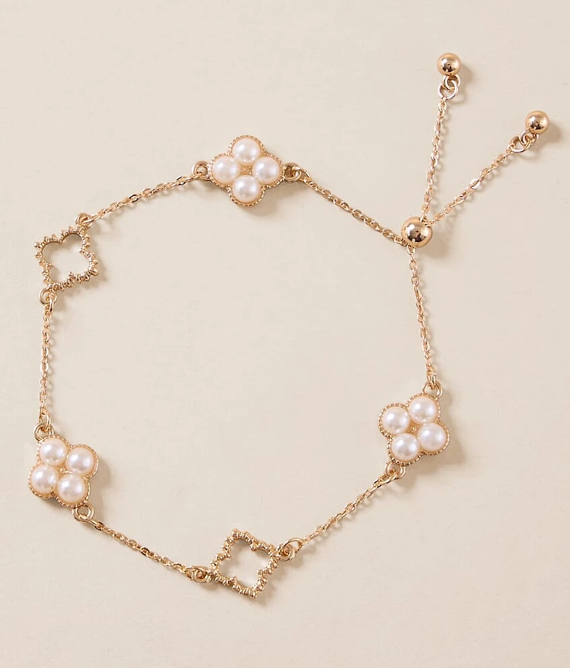 Faux Pearl Clover Bracelet