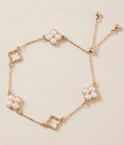 Faux Pearl Clover Bracelet