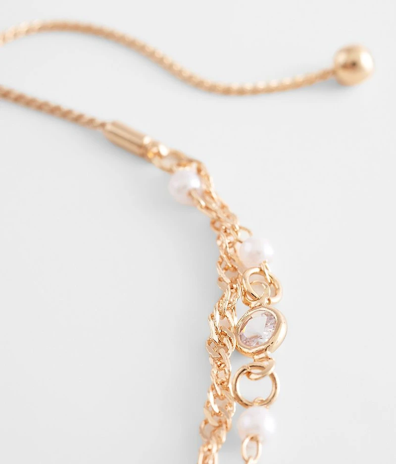 Faux Pearl Slider Bracelet
