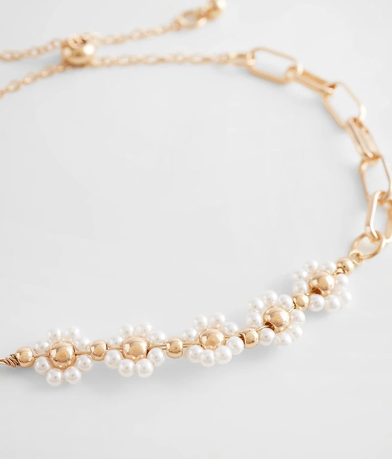 Faux Pearl Flower Bracelet