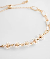 Faux Pearl Flower Bracelet