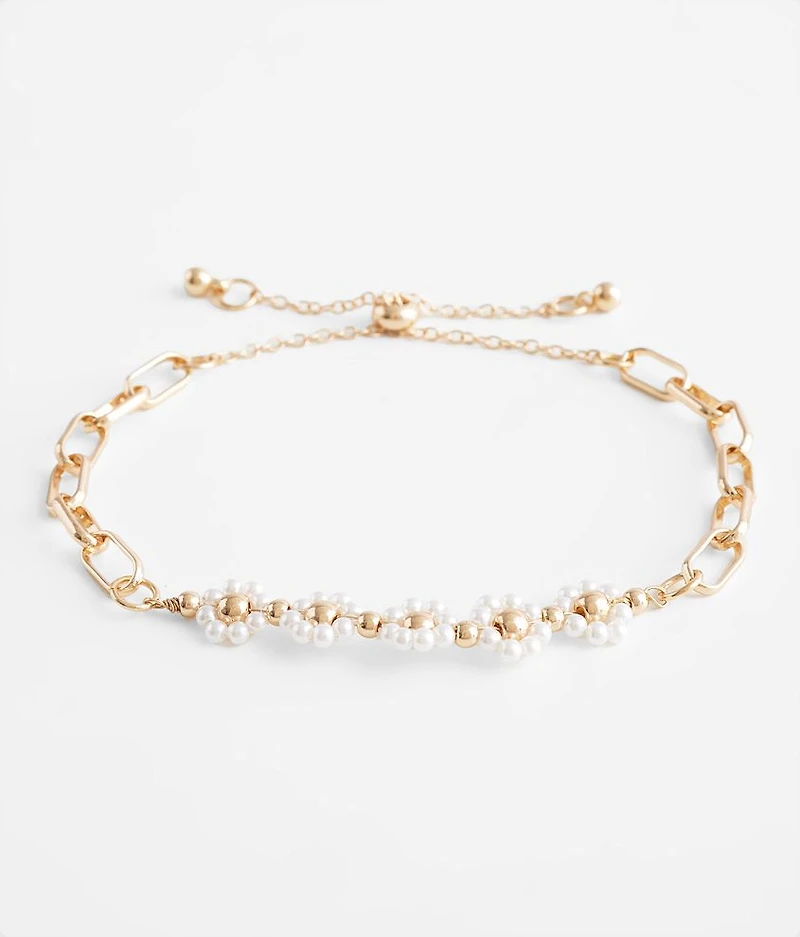 Faux Pearl Flower Bracelet