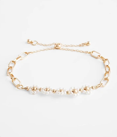 Faux Pearl Flower Bracelet