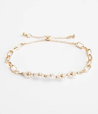 Faux Pearl Flower Bracelet