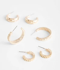 3 Pack Hoop Earring Set