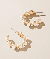 Faux Pearl Hoop Earring