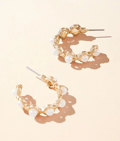 Faux Pearl Hoop Earring