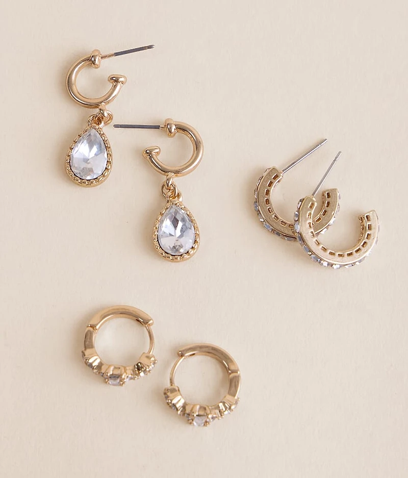 3 Pack Glitz Earring Set