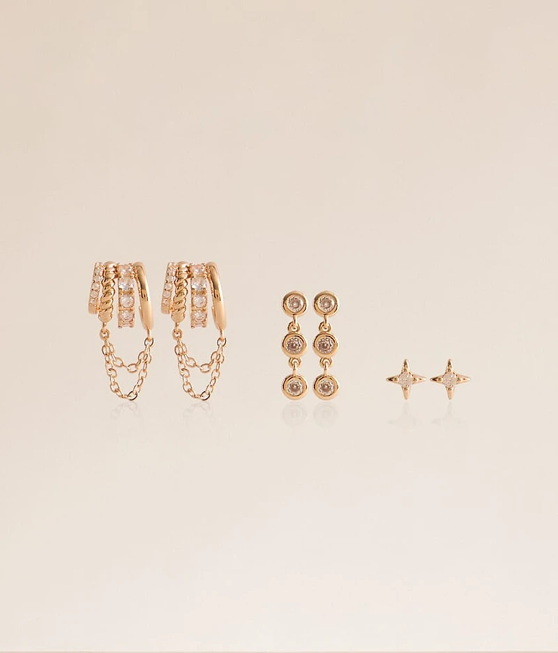 3 Pack Glitz Earring Set