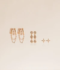 3 Pack Glitz Earring Set