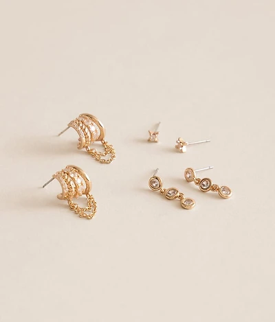 3 Pack Glitz Earring Set