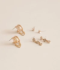 3 Pack Glitz Earring Set