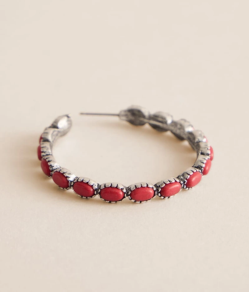 Stone Hoop Earring