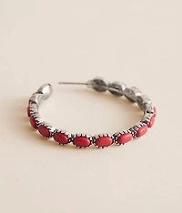 Stone Hoop Earring