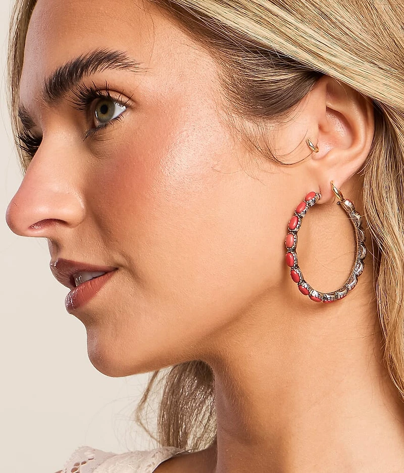 Stone Hoop Earring