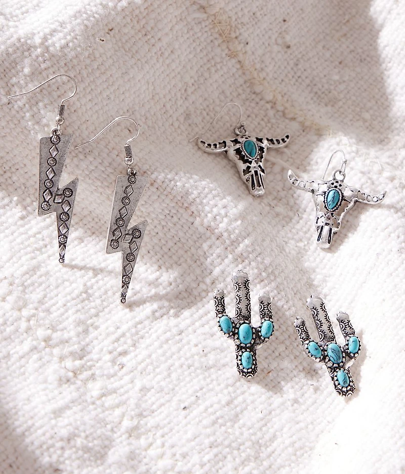 3 Pack Turquoise Earring Set
