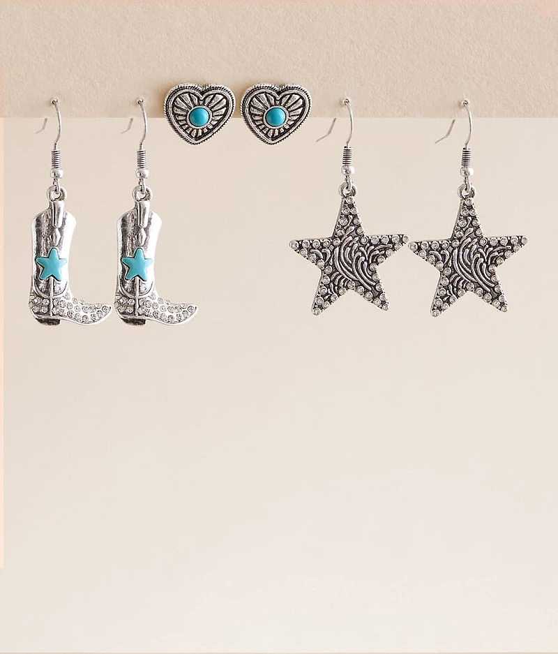 3 Pack Western Earring Set