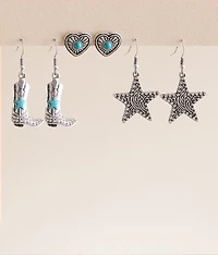 3 Pack Western Earring Set