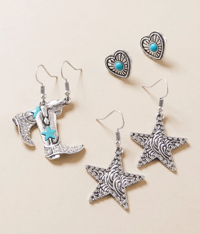 Sterling & Stitch 3 Pack Western Earring Set