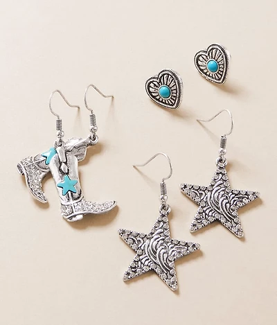 Sterling & Stitch 3 Pack Western Earring Set