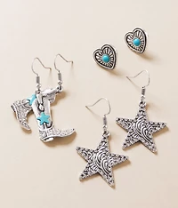 Sterling & Stitch 3 Pack Western Earring Set