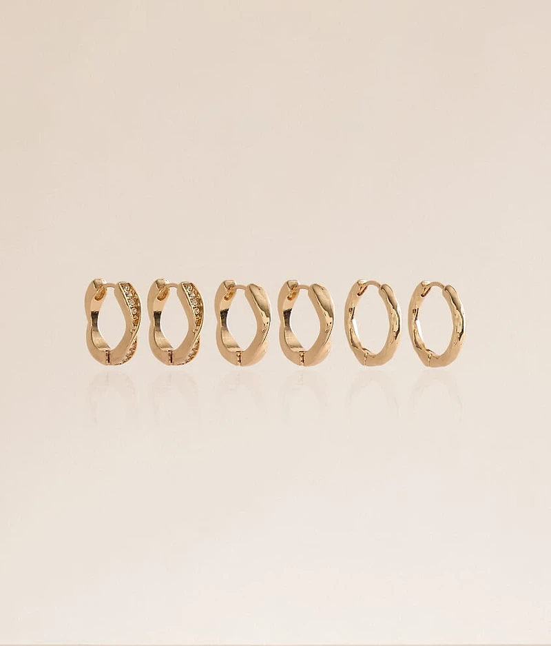 3 Pack Mixed Hoop Earring Set