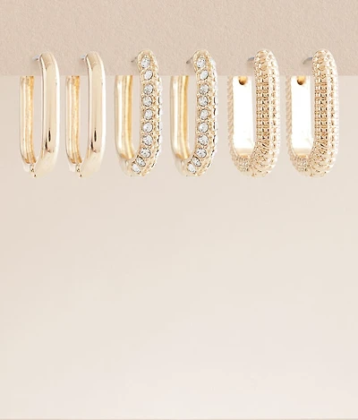 3 Pack Hoop Earring Set