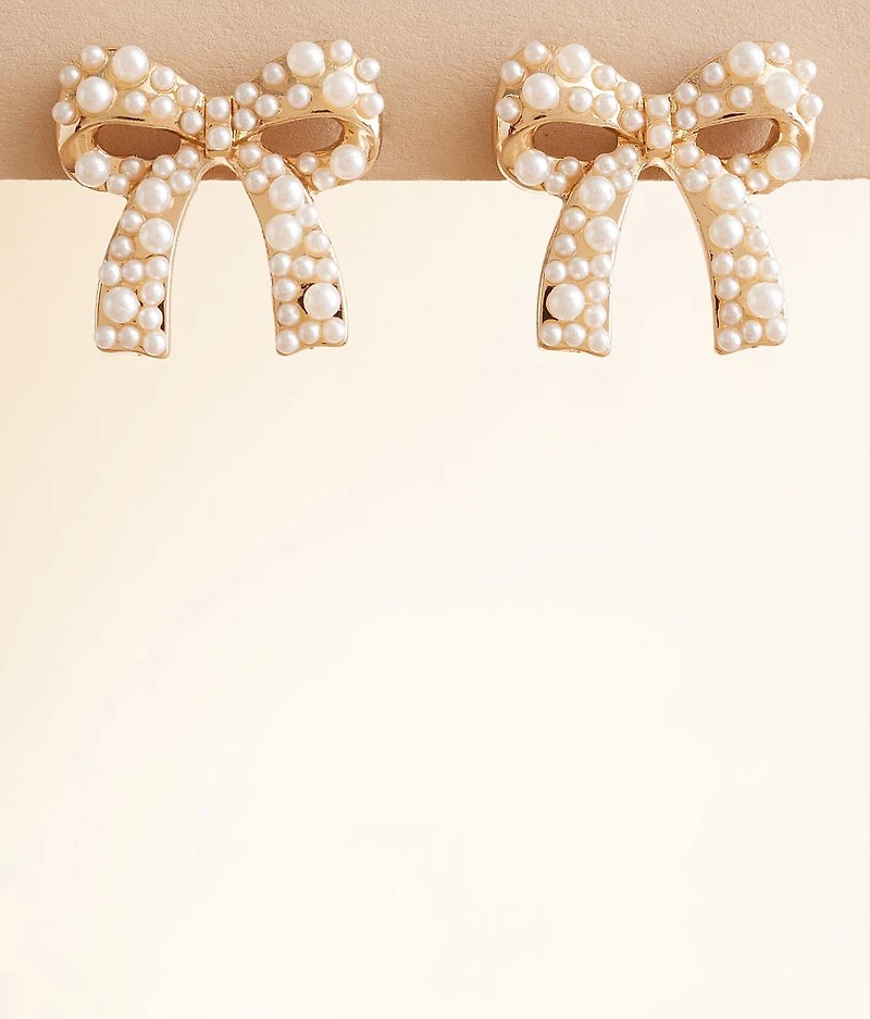 Faux Pearl Bow Earring