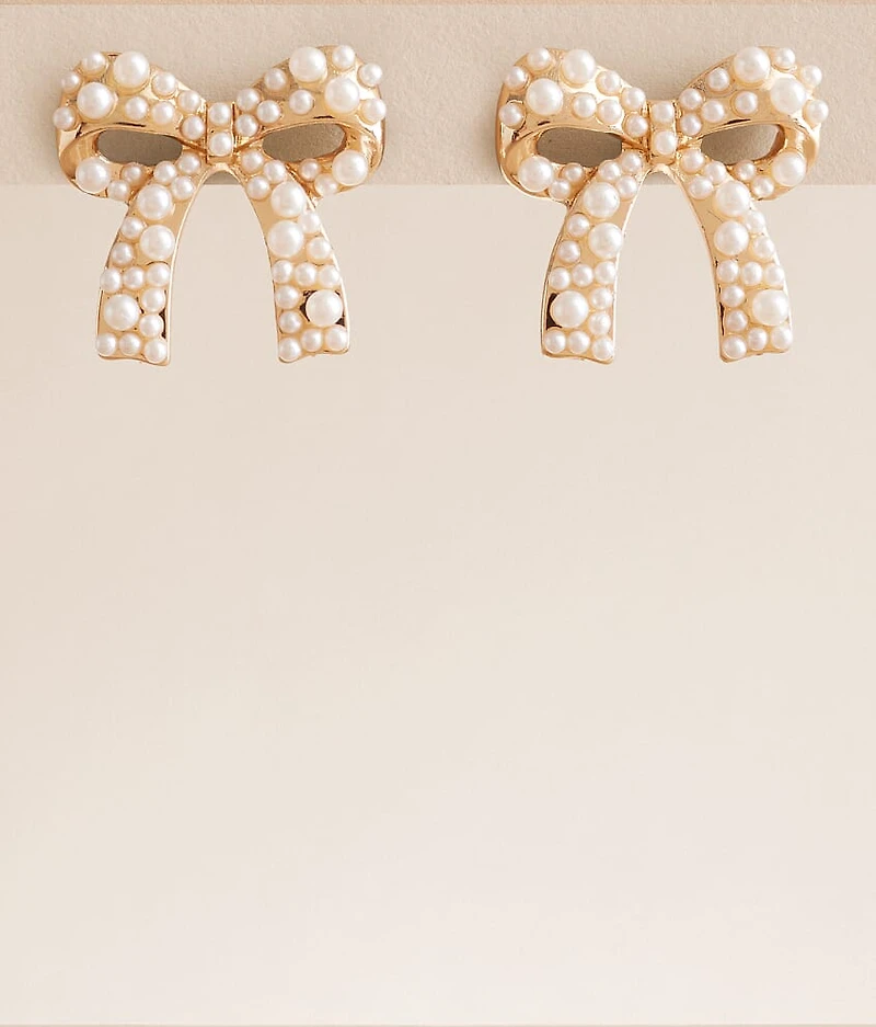 Faux Pearl Bow Earring