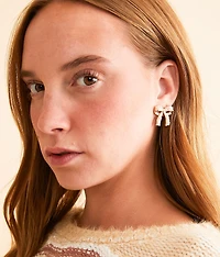 Faux Pearl Bow Earring