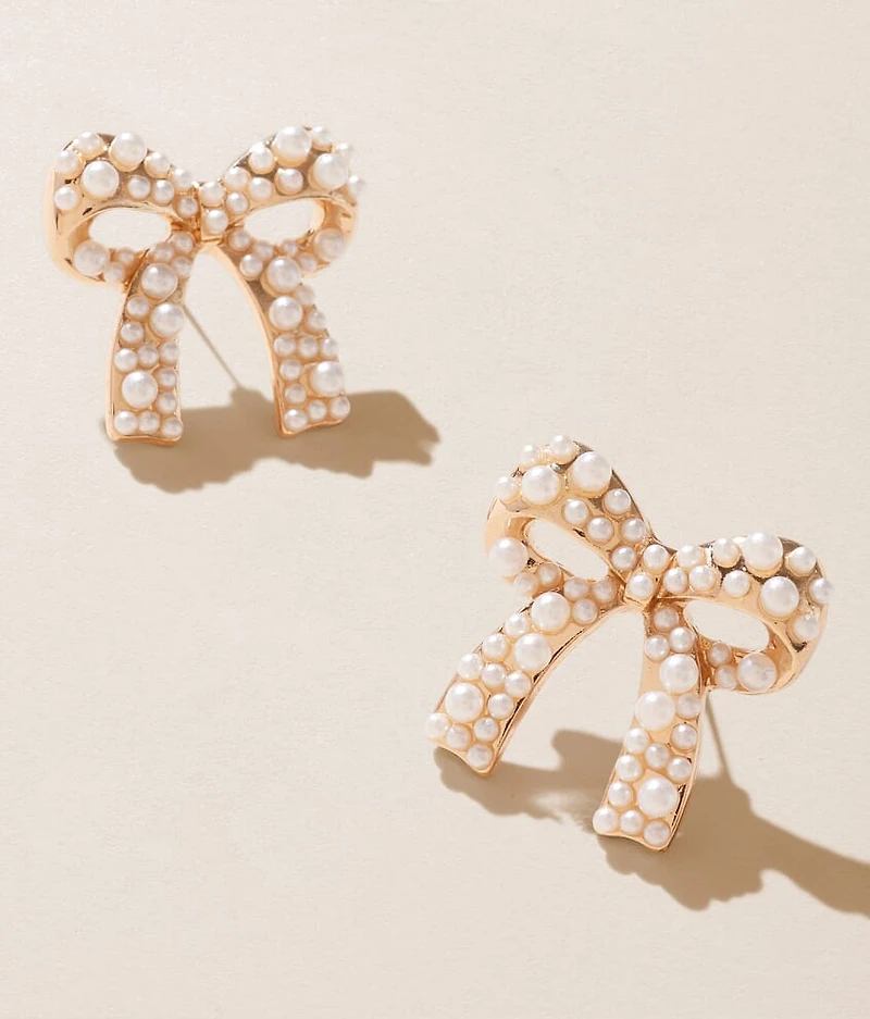 Faux Pearl Bow Earring