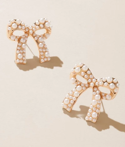 Faux Pearl Bow Earring