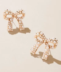 Faux Pearl Bow Earring
