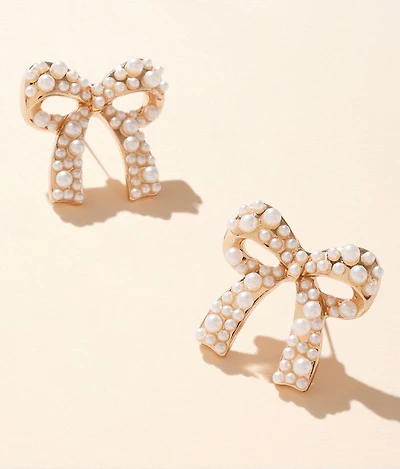 Faux Pearl Bow Earring