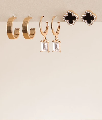 BKE 3 Pack Glam Earring Set